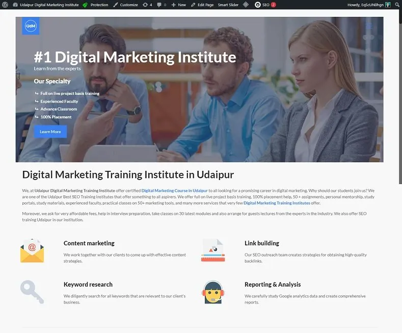 Udaipur Digital Marketing Institute website designed by Udaipur Web Developer