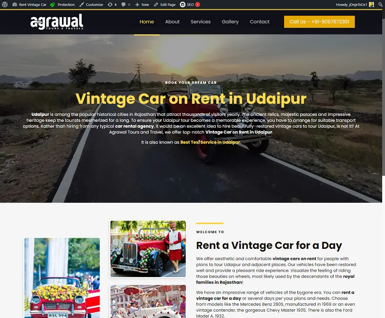Udaipur Vintage Car website designed by Udaipur Web Developer