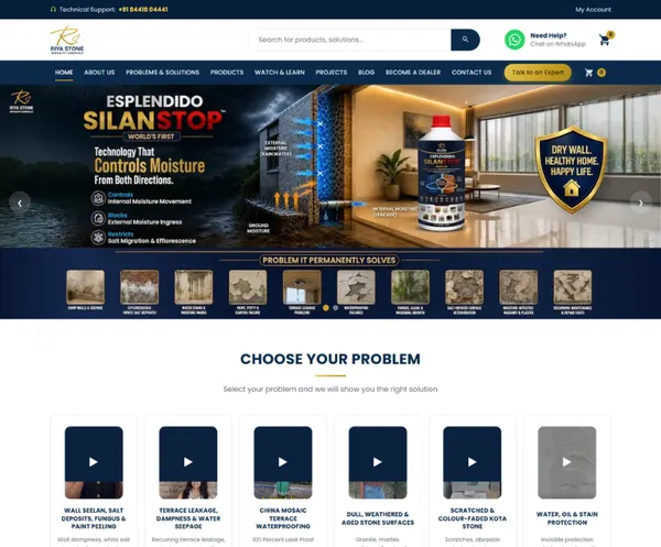 Waterproofing & Stone Protection Chemicals, Riya Stone Specialty Chemicals website