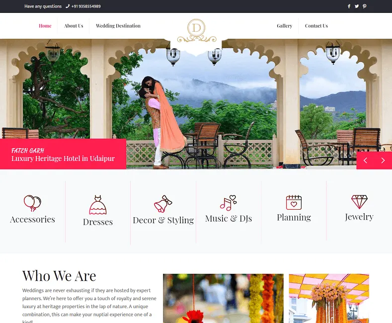 Destination Wedding Planner Udaipur website designed by Udaipur Web Developer