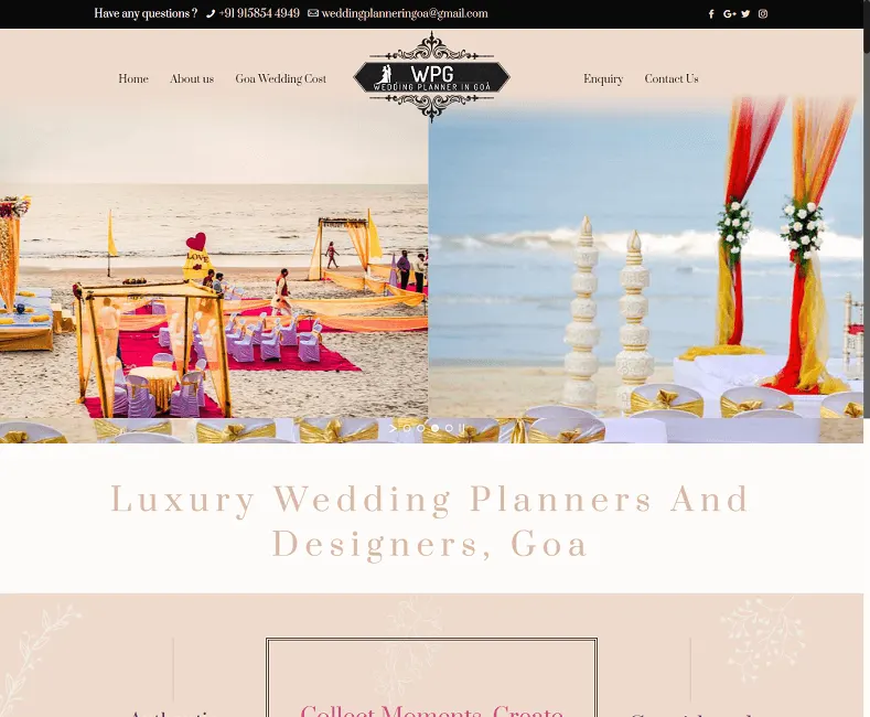 Wedding Planner In Goa website designed by Udaipur Web Developer