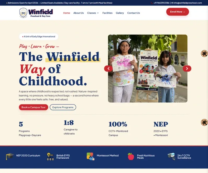 Winfield Preschool | Best Preschool in Hiran Magri Udaipur website designed by Udaipur Web Developer